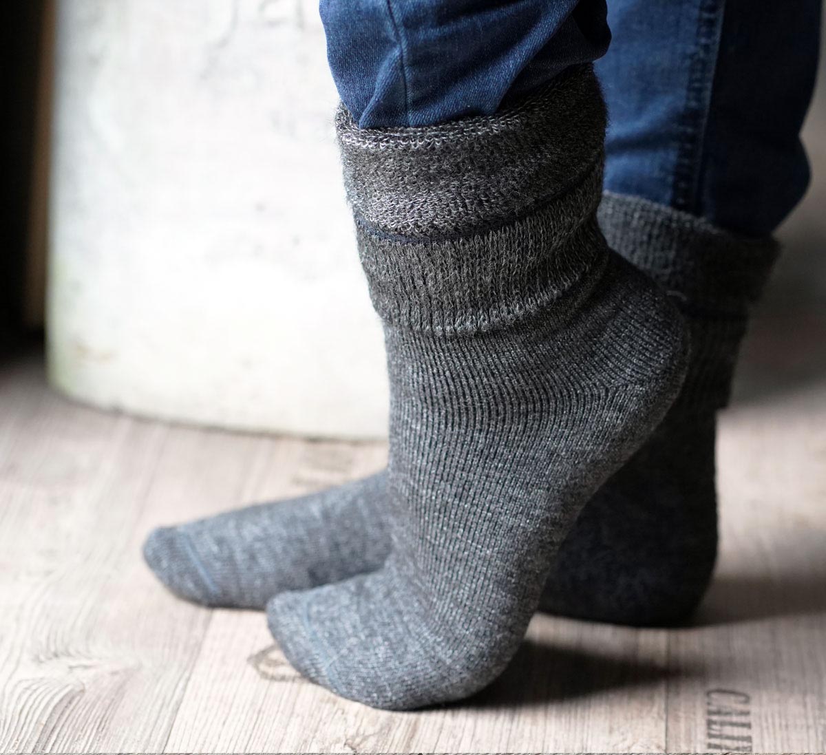 Freizeit Socken aus Alpaka Mischgewebe | Farbe: Grau