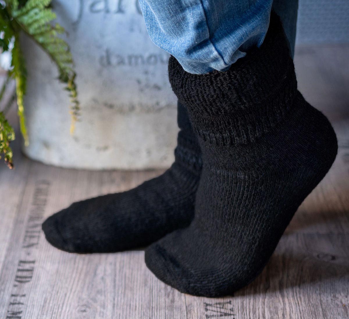 Freizeit Socken aus Alpaka Mischgewebe | Farbe: Schwarz